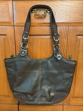 The Sak VTG Pebbled Classic Dark Brown Leather Center-Seam Hobo/Shoulder Bag Y2K